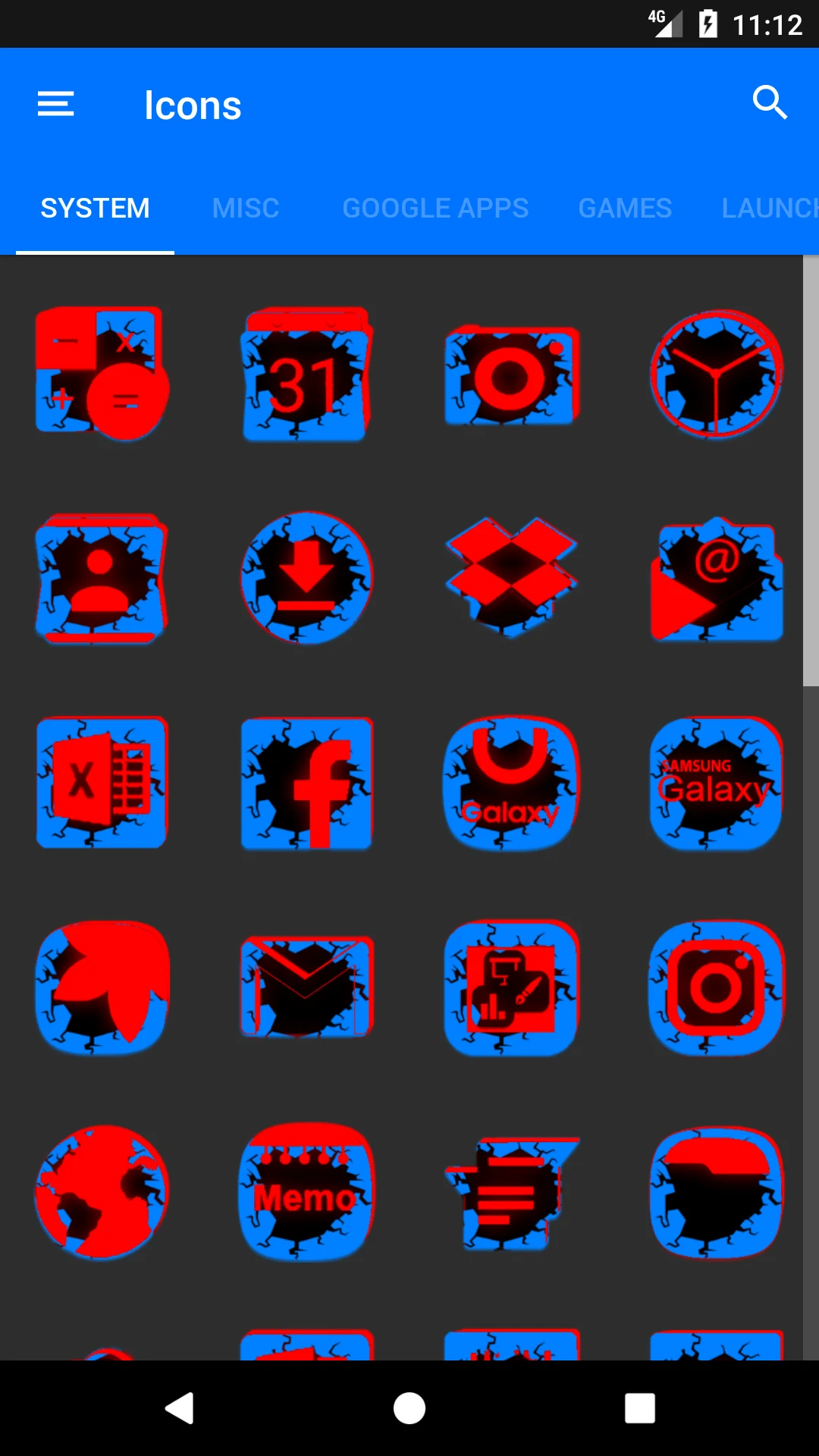 Cracked Red and Blue Icon Pack screenshot