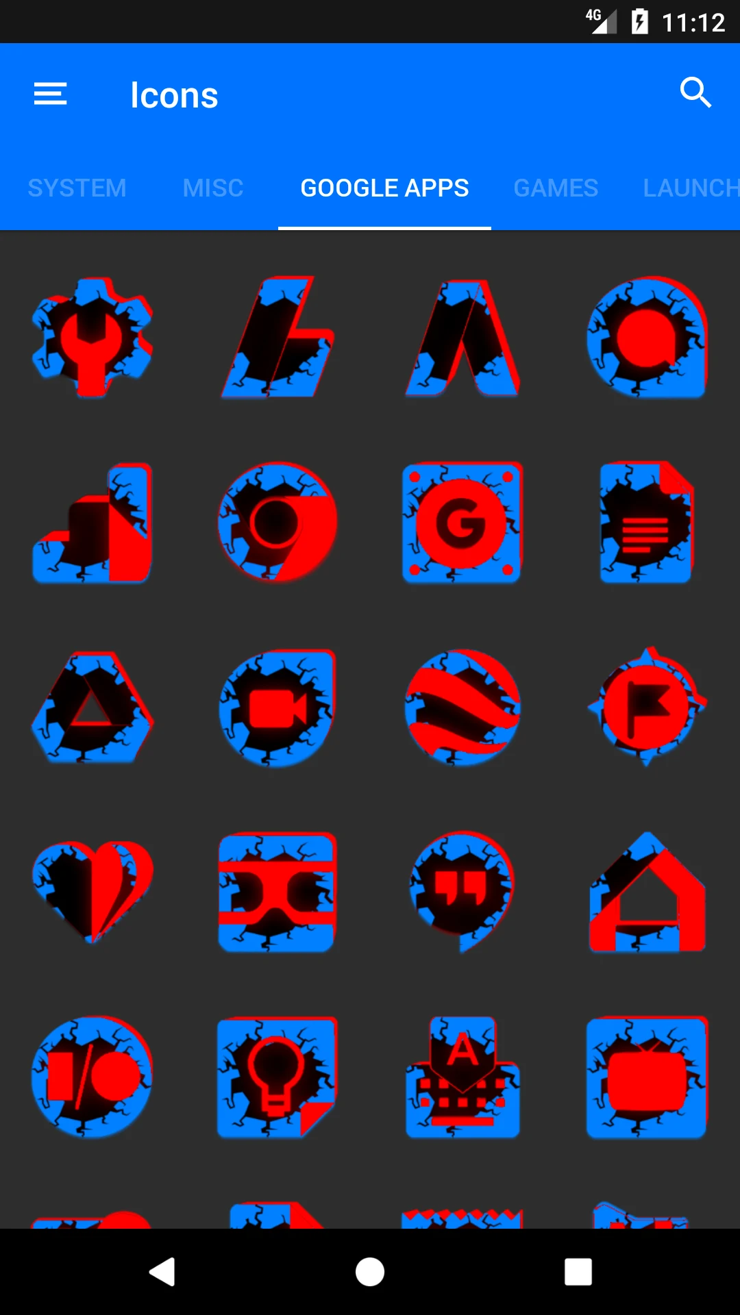 Cracked Red and Blue Icon Pack screenshot