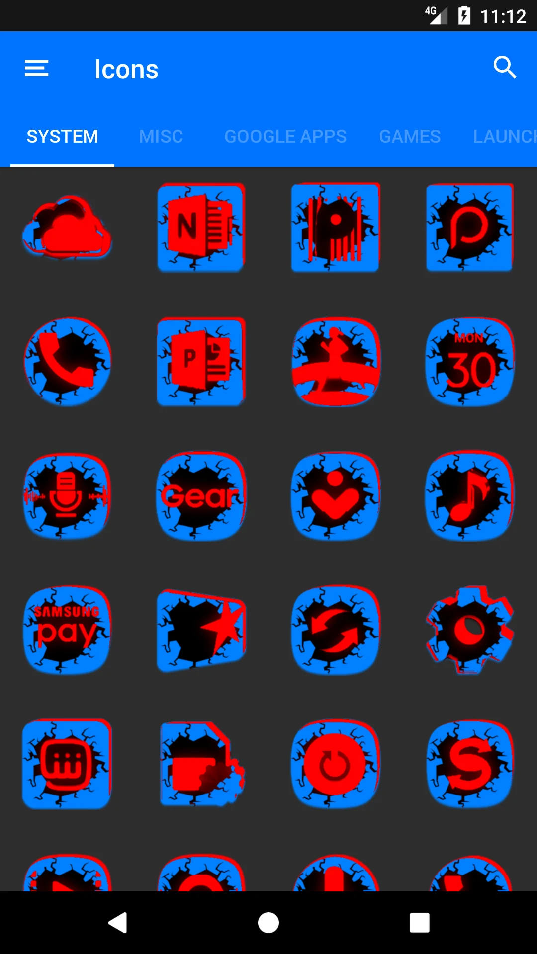 Cracked Red and Blue Icon Pack screenshot