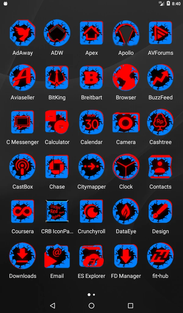 Cracked Red and Blue Icon Pack screenshot