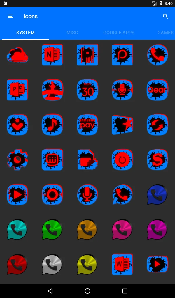 Cracked Red and Blue Icon Pack screenshot